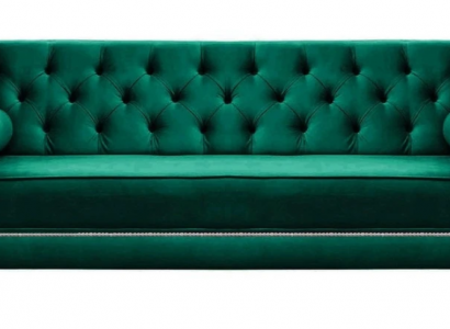 Luxury Green Chesterfield Velvet Three-Seater Upholstered Furniture Hotel Living Room Practice